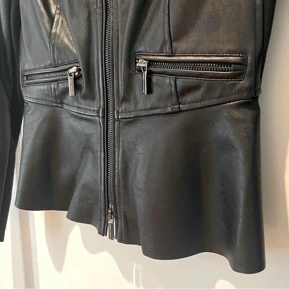 Armani Exchange Black Faux Leather Peplum Jacket Size XS - Picture 12 of 15